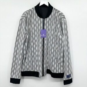 Blu Martini Mens Bomber Slick Jacket Size 2X Zip Satin Lining Italy Preppy‎ New